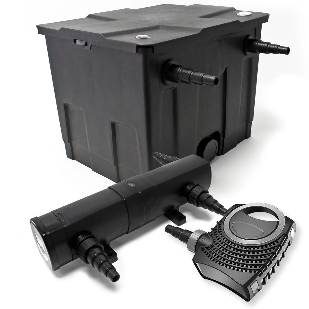 Set biofiltro per laghetti 12000l Pompa SuperEco 80W Depuratore 18W UVC Skimmer