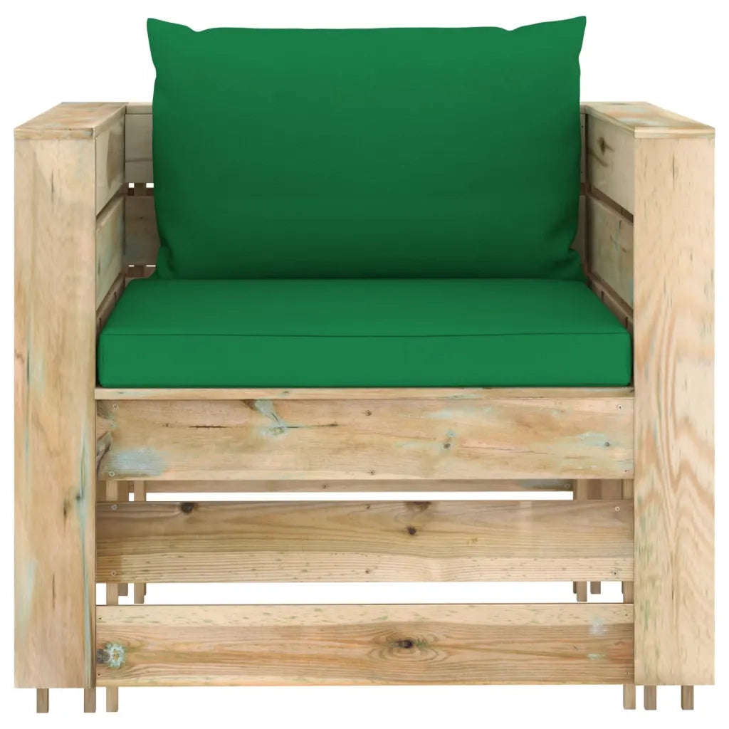 Set Divani da Giardino con Cuscini 2 pz Legno Impregnato Verde cod mxl 42763