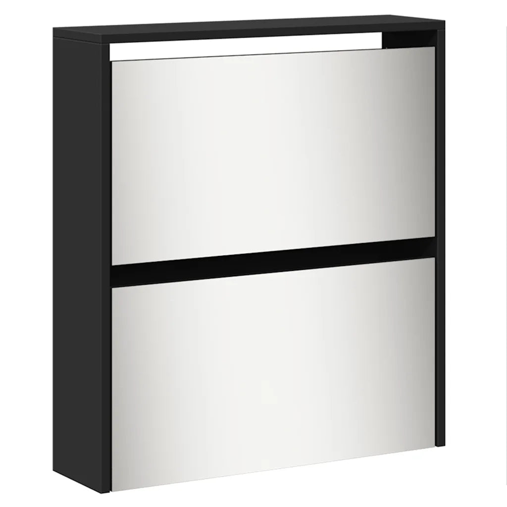 Scarpiera con Specchio a 5 Livelli Nera 63x17x169,5 cm 3228280