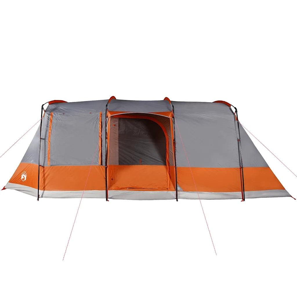 Tenda da Campeggio | Tenda Familiare a Tunnel per 4 Persone Grigio e Arancione