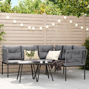 vidaXL Set Divano da Giardino con Cuscini Nero Acciaio e Textilene