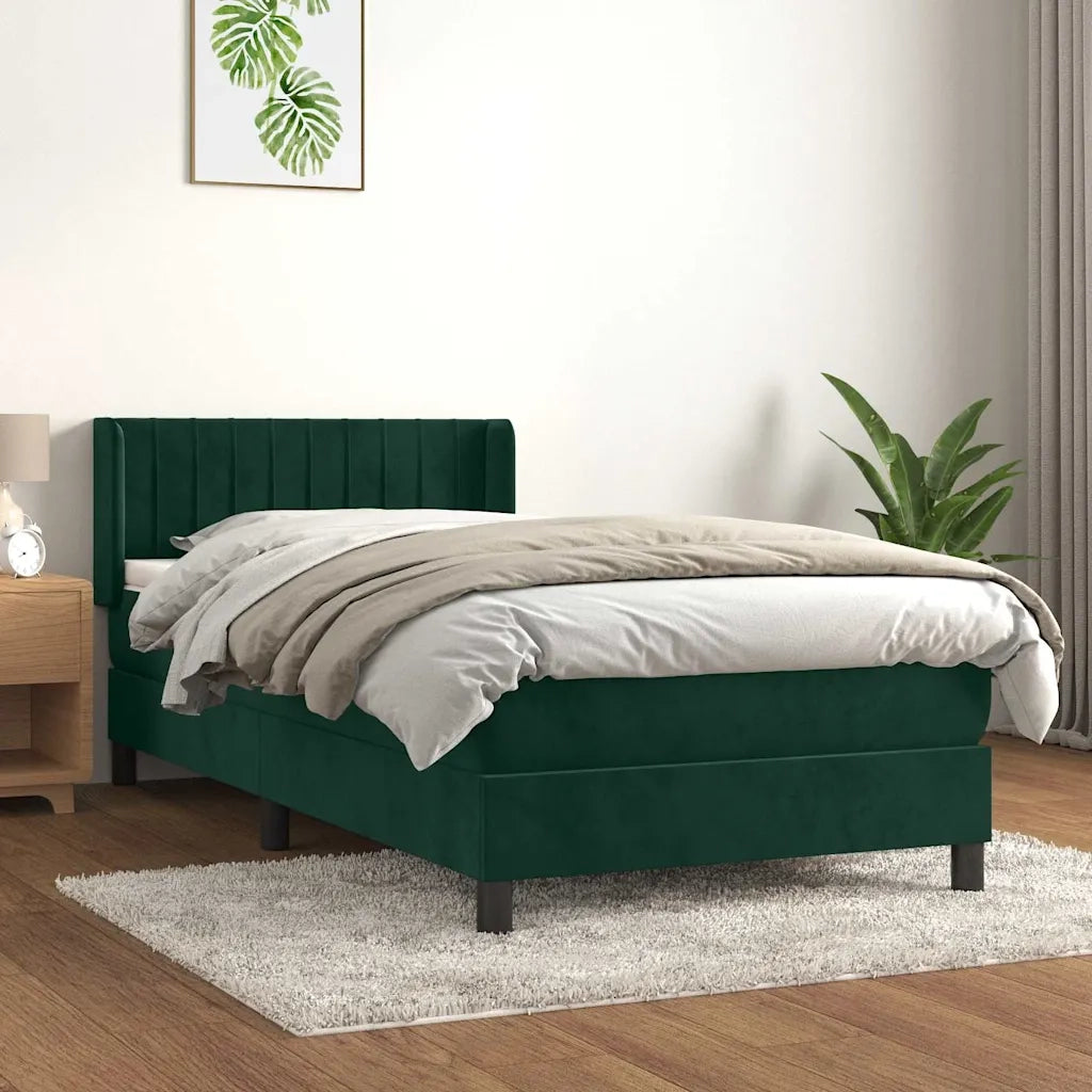 Giroletto a Molle con Materasso Verde Scuro 100x200 cm Velluto