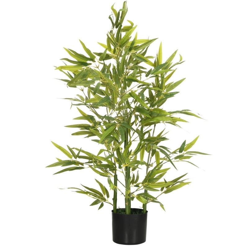 Pianta di bambù artificiale 90 cm in plastica verde con vaso, arredo interno