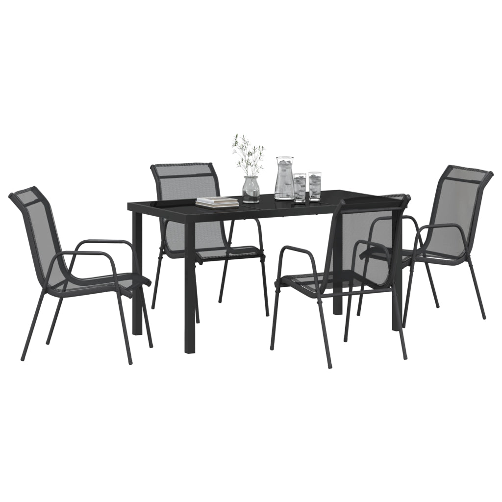 Set di Mobili da Giardino 5 Pezzi nero Textilene e Acciaio