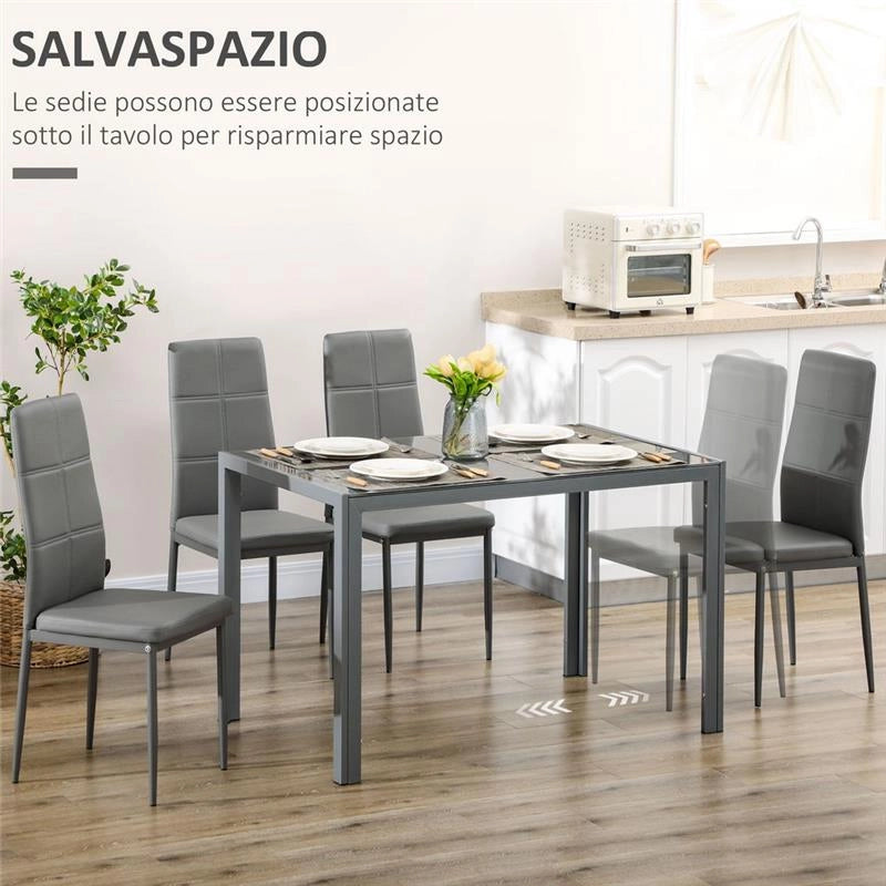 SET DA PRANZO 5 PEZZI CON 1 TAVOLO DA PRANZO E 4 SEDIE MODERNE