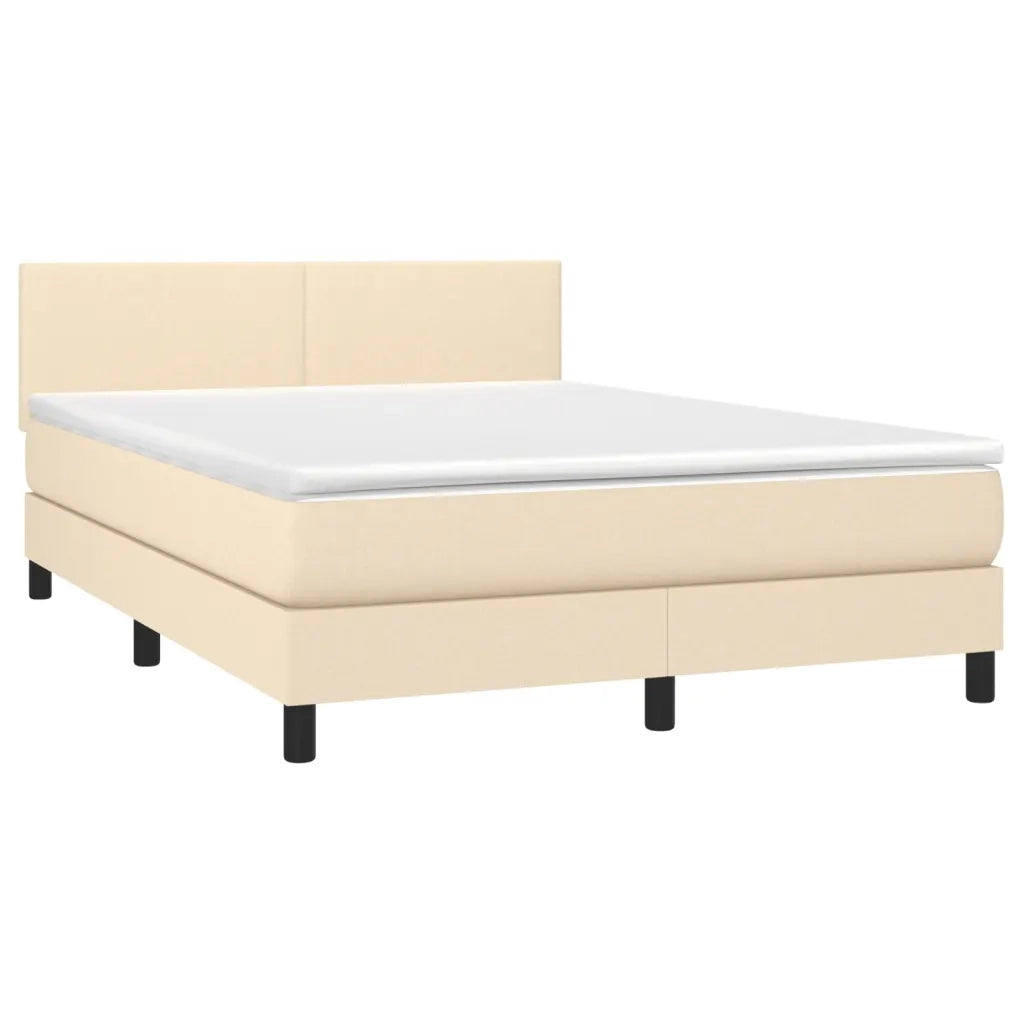 Letto a Molle con Materasso e LED Crema 140x190 cm in Tessutocod mxl 122698