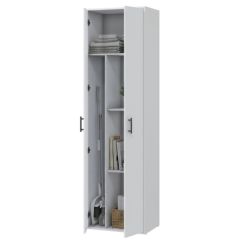 Strevi, Armadio Multiuso 2 Ante 2 Ripiani, 40x206h cm Bianco