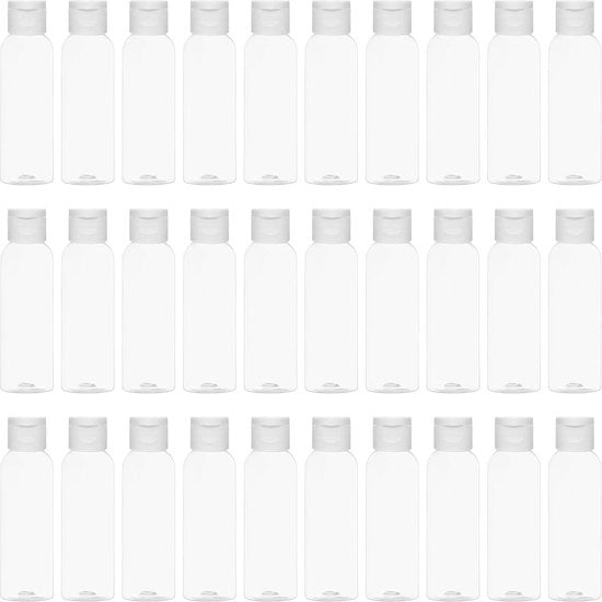 Contenitori in plastica riutilizzabili - 60ml - Adatti per prodotti per la cura della pelle - Reattivi - Trasparenti - 30 pezzi