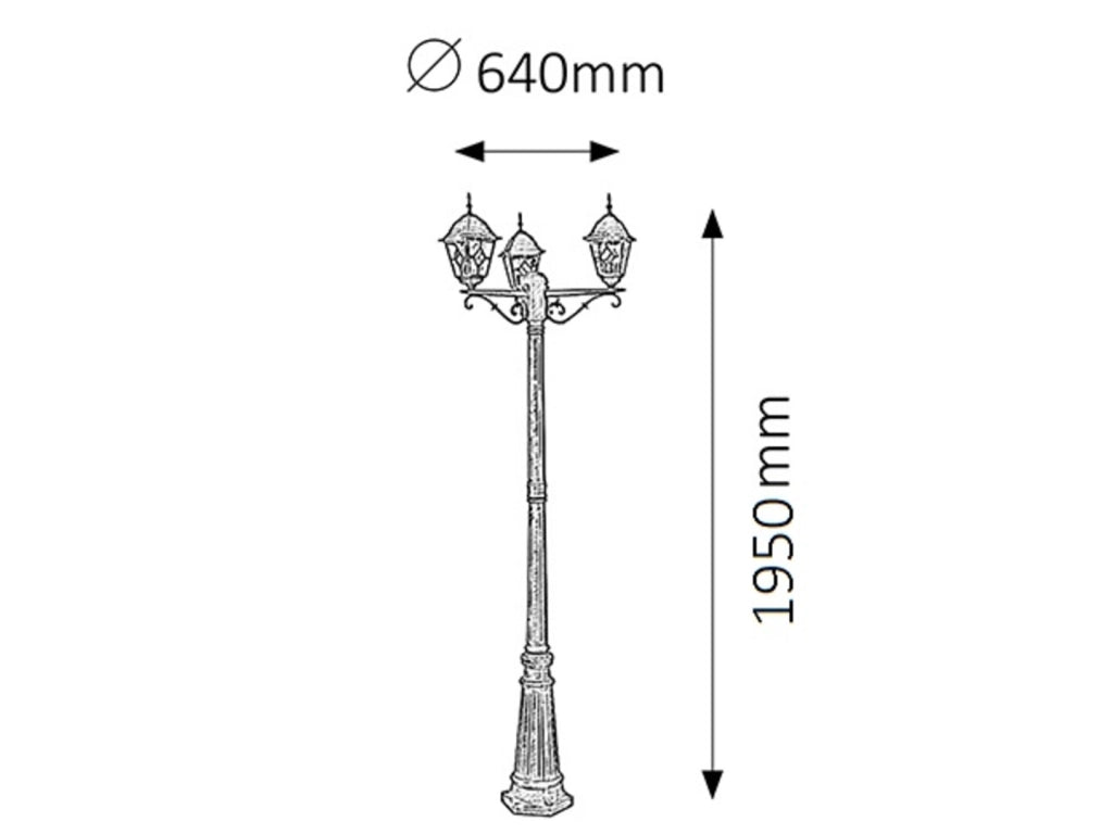 Lampione da giardino Monaco 3xE27 oro anticato Rabalux