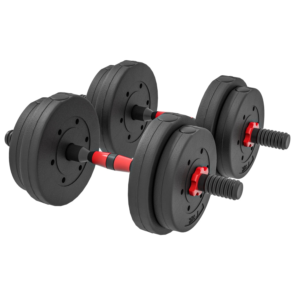 Set Manubri 2 in 1 15 kg Regolabili Bilanciere Corto e Lungo ¨C Xylo ¨C Nero