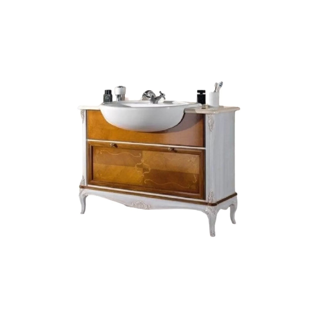 Mobile bagno provenzale in legno lavabo e piano in marmo l.111 p.61 h.85 - Mobili 2G