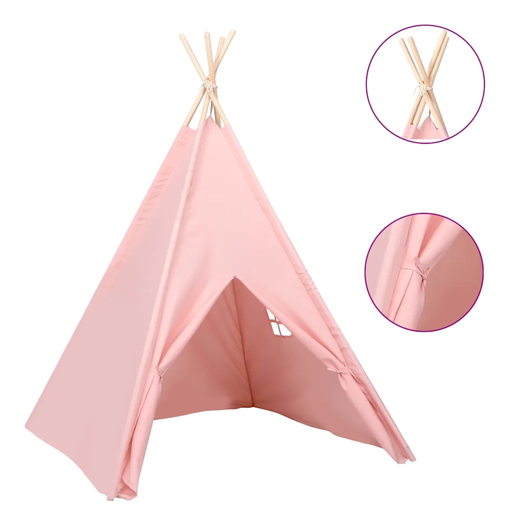 vidaXL Tenda Tipi per Bambini con Borsa Rosa Microfibra 120x120x150cm