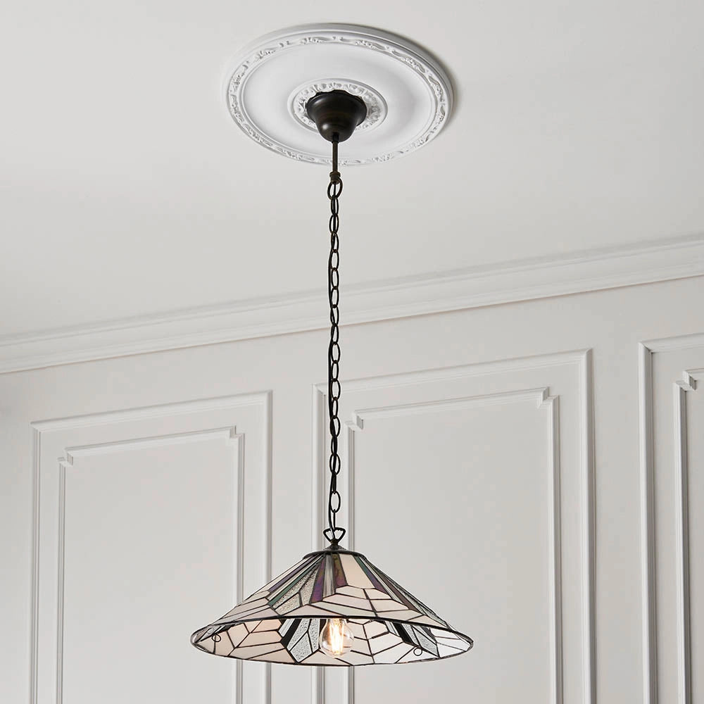 Lampada a sospensione Tiffany Astoria vetro Ø48 E27