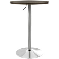 Tavolo Alto da Bar con Altezza Regolabile Piano Girevole e Base Ø60x69-91 cm in Acciaio Marrone