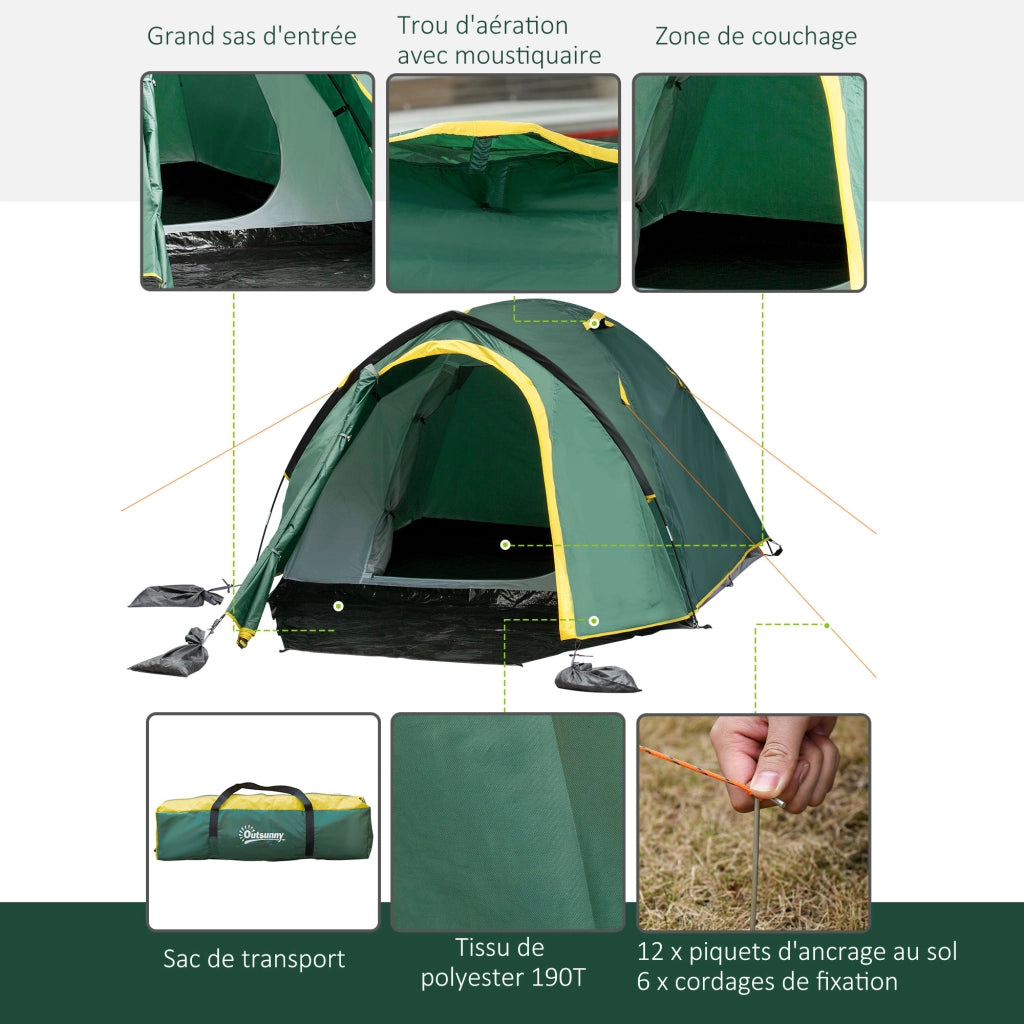 Tenda da campeggio per 2-3 persone ¨C Zephmum ¨C Verde, Poliestere, 325x183x130 cm