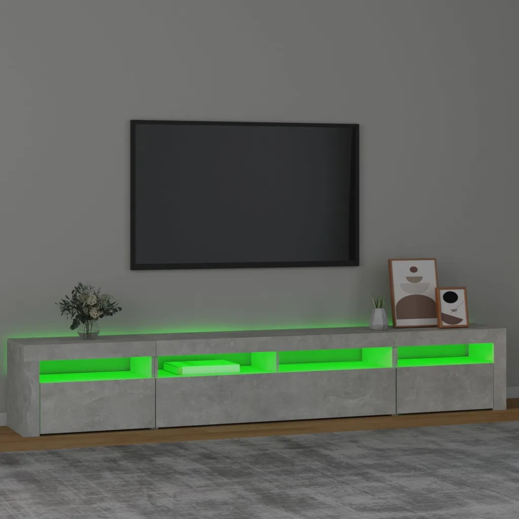 Mobile Porta TV con Luci LED Grigio Cemento 240x35x40 cm 3152725