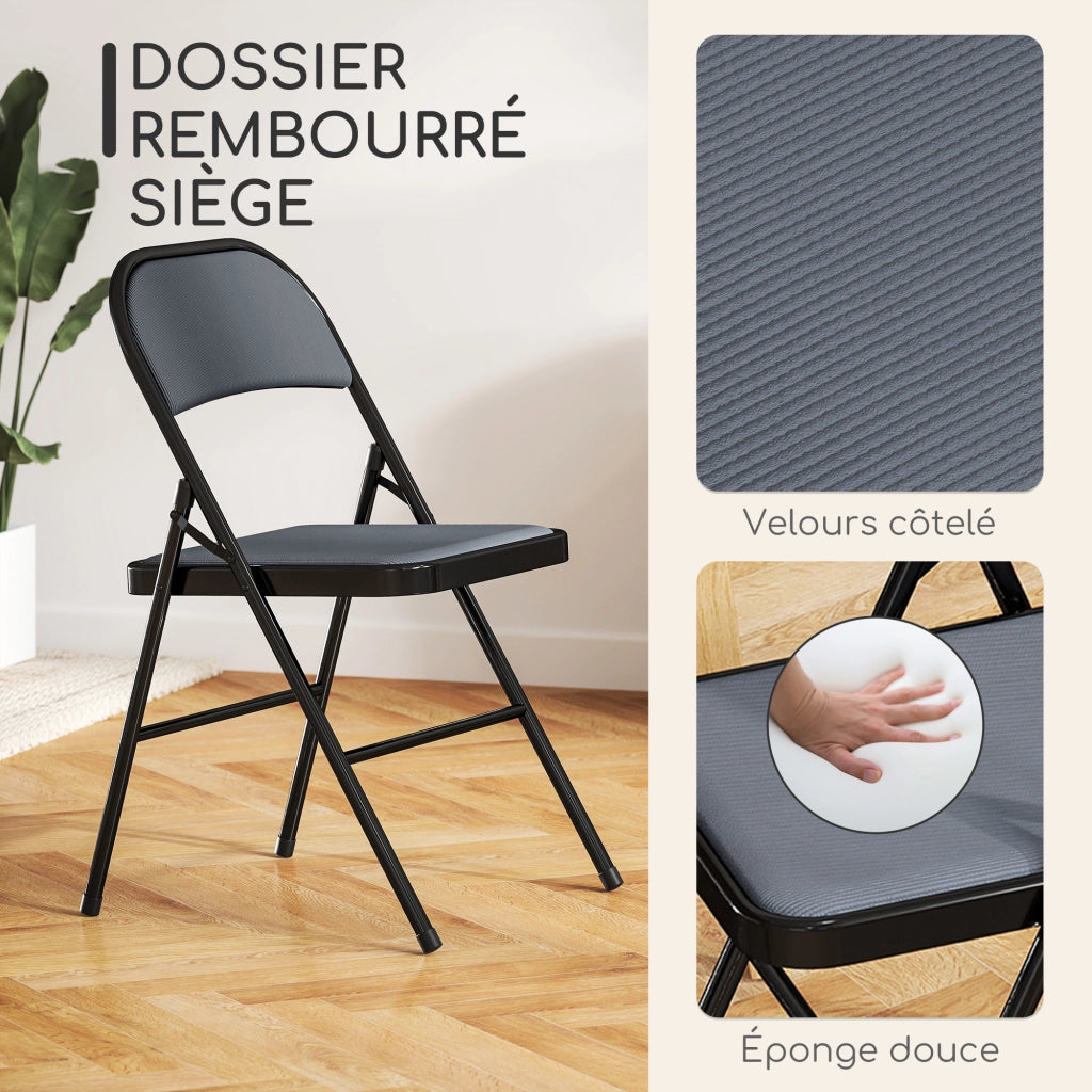 Sedia da pranzo pieghevole ¨C zephmum ¨C 45x46x78 cm grigio metallo