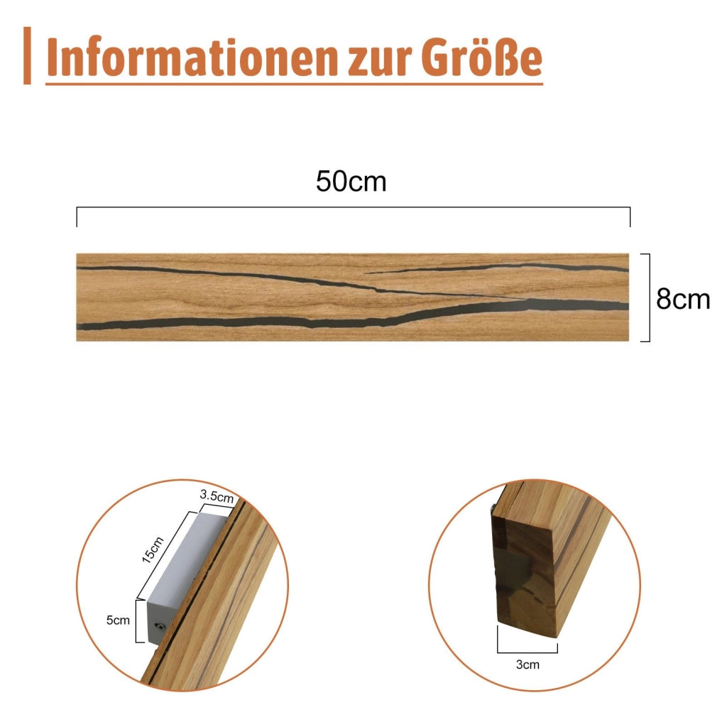 ZMH Lampada da Parete LED in Legno Luce Calda 50cm per Soggiorno Corridoio Camera da Letto