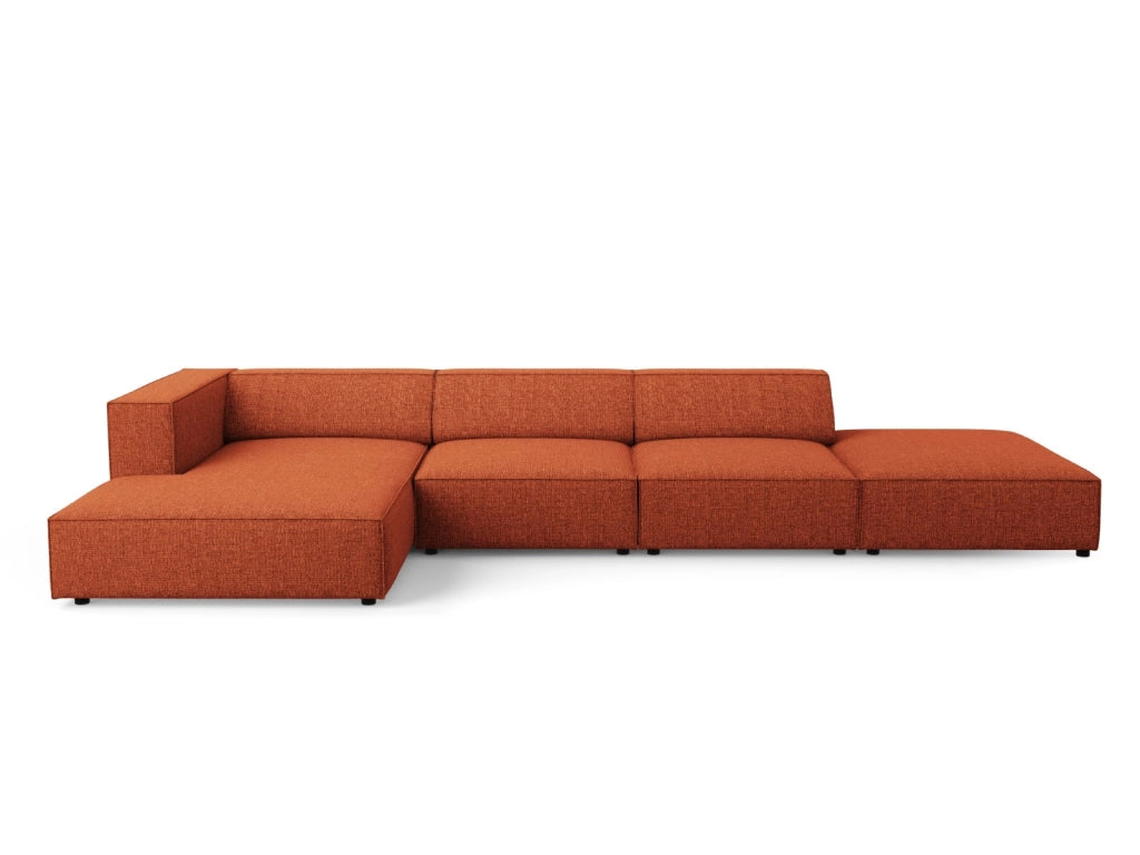 Cosmopolitan Design - Divano angolare sinistro "Arendal" 5 posti in ciniglia terracotta 