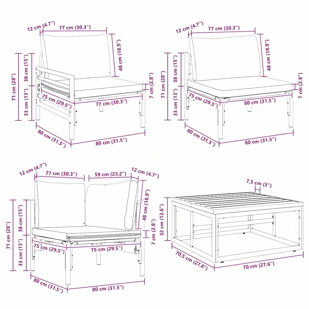 vidaXL Set Divano da Giardino 7 pcs Antracite Acciaio