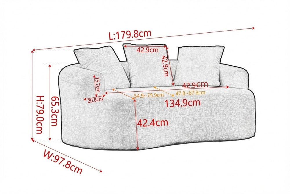 Divano 2 Posti Curvo con Cuscini in Chenille ¨C Xylo ¨C Grigio