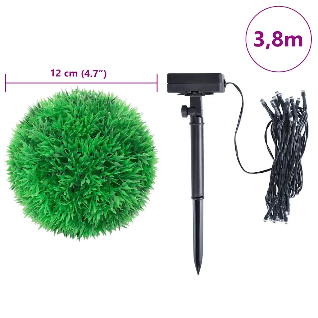 Sfere di Bosso Artificiale con Luci LED 4 pz Verdi 12 cm 3335904