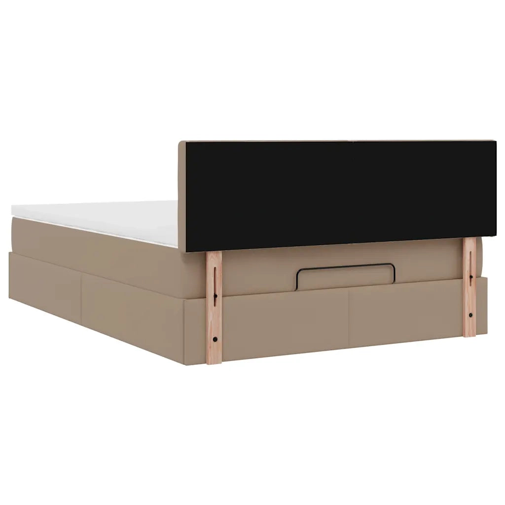 Pouf Letto con Materassi e LED Cappuccino 140x200cm Similpelle