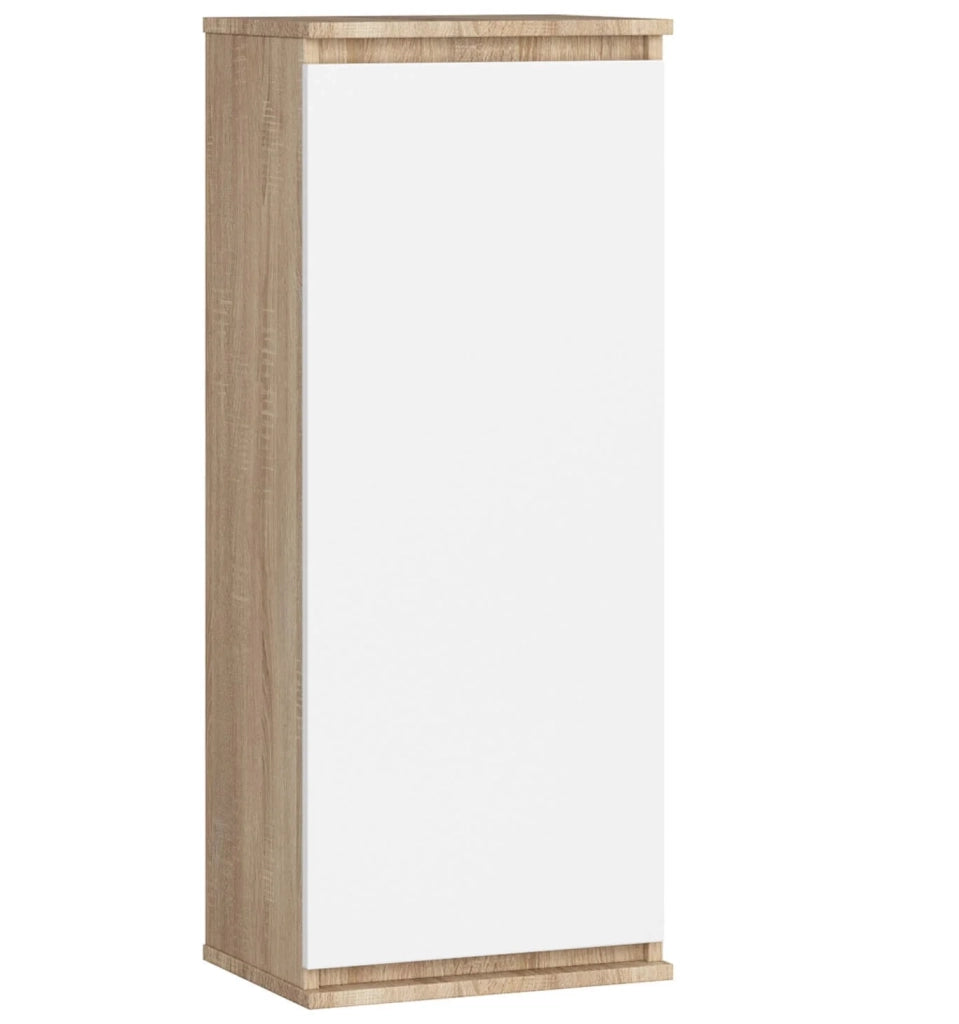 Armadietto a parete con ante strette AKORD W40 Sonoma Quercia 40 cm 1 anta inserto frontale Bianco 40x30x99 cm