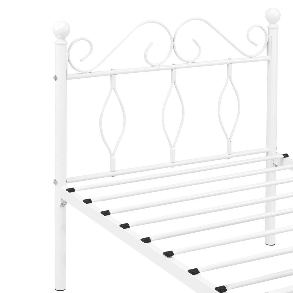 Struttura Letto Singolo in Metallo con Testiera e Pediera in Stile Romantico/Classico 90 x 200 cm Letto 1 Piazza - Bianco