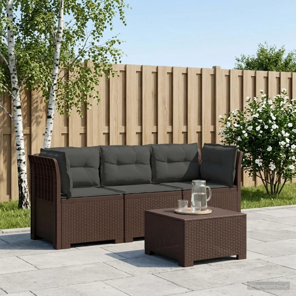 Divano da esterno-Divano da Giardino 3 posti con cuscini in look rattan PP 669940