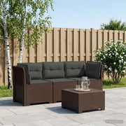 Divano da esterno-Divano da Giardino 3 posti con cuscini in look rattan PP 669940
