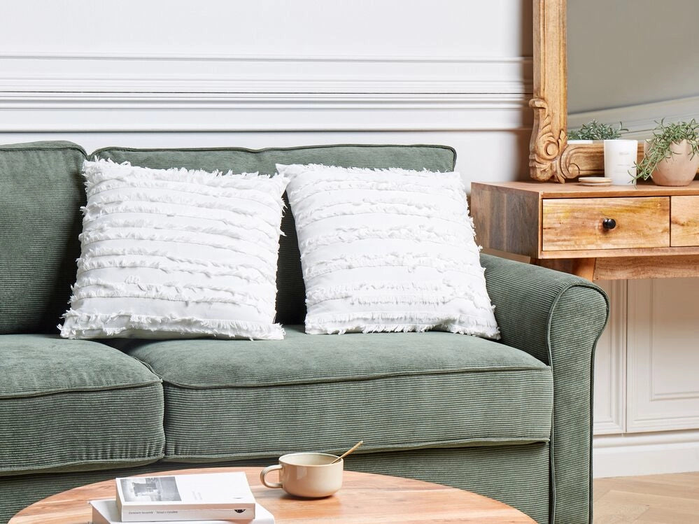 Set di 2 cuscini in cotone con motivo a tinta unita bianco 45 x 45 cm stile moderno federa rimovibile