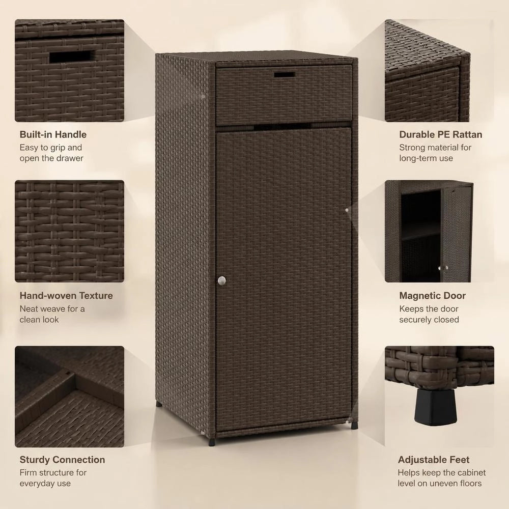 Garden Cabinet, Brown, 55x55x111 Cm, Poly Rattan