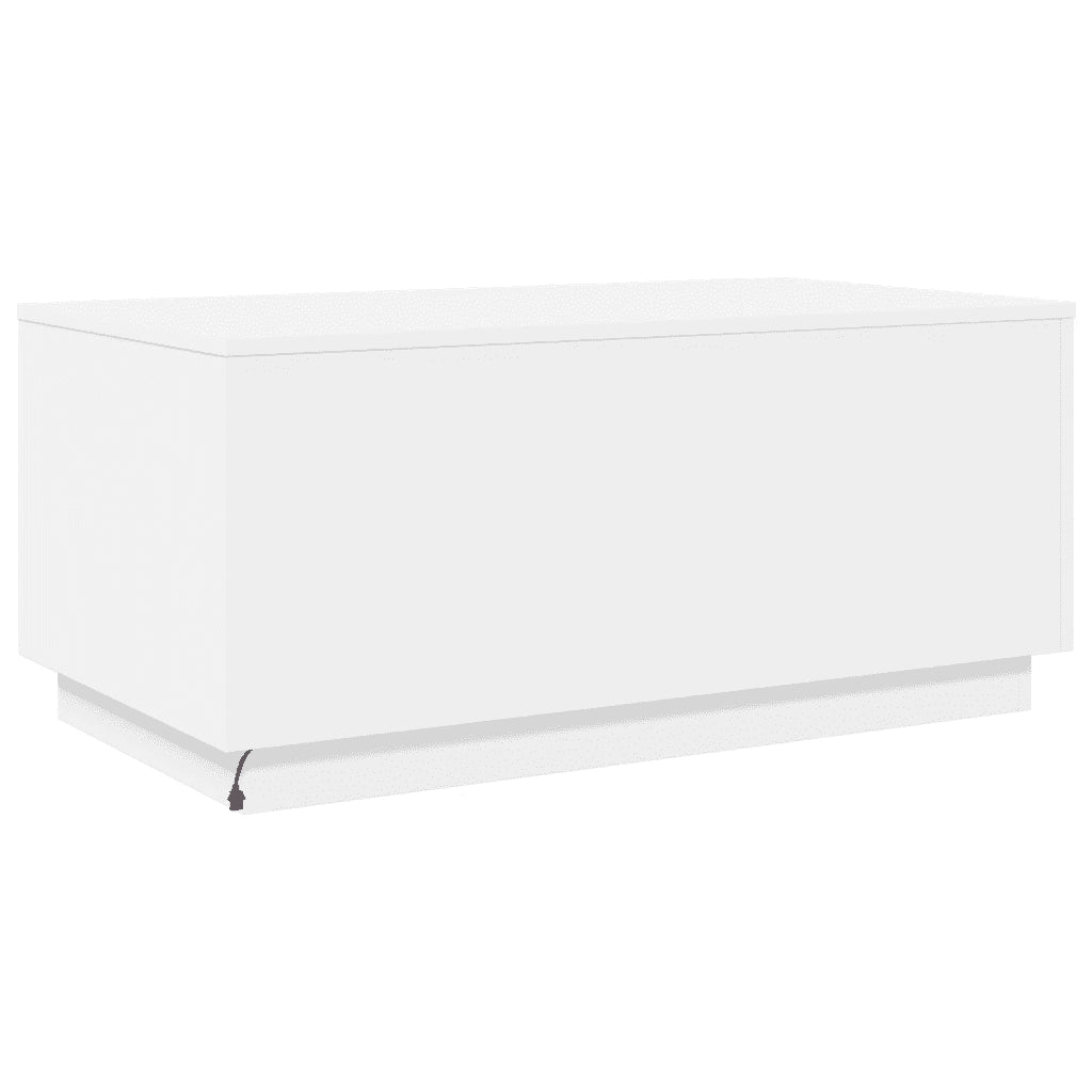 Tavolino da Soggiorno con Luci LED-Tavolino da Salotto-Tavolo Bianco 90x50x40 cm