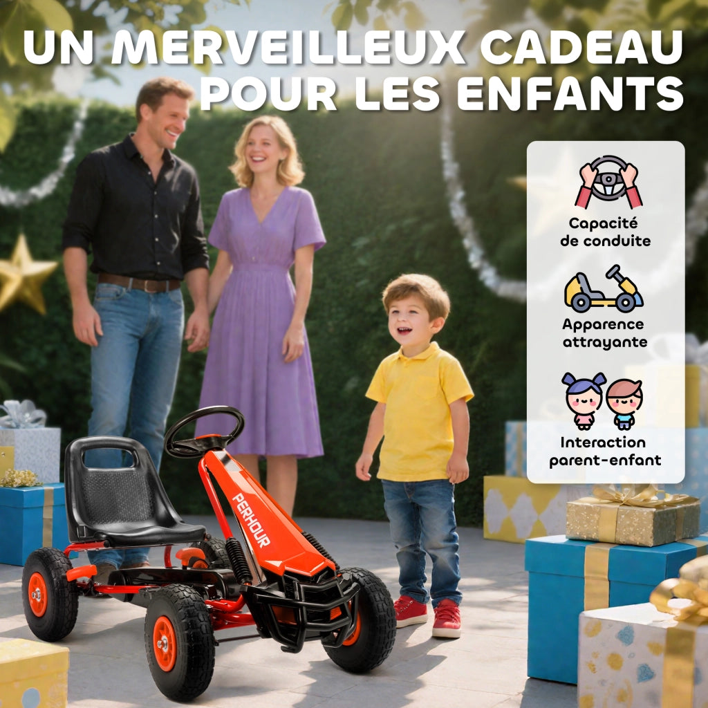 Go-Kart per bambini con sedile regolabile ¨C zephmum ¨C rosso 110x61x62 cm