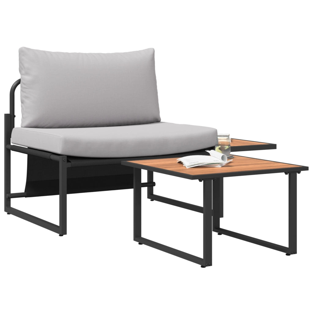 Set Divano da Giardino 2 Pezzi Singolo con Cuscini Grigio Chiaro