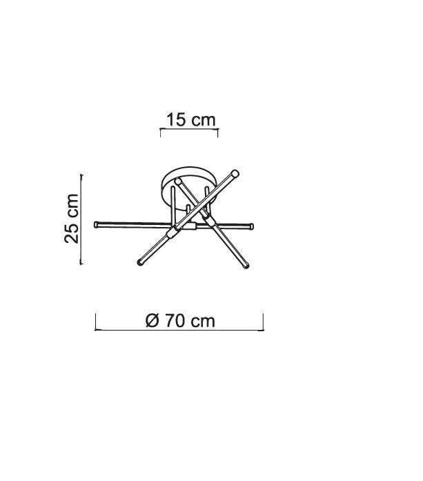 ELIA/PLP O Plafoniera in metallo oro verniciato a LED 24W 3000K 1548lm 70cm