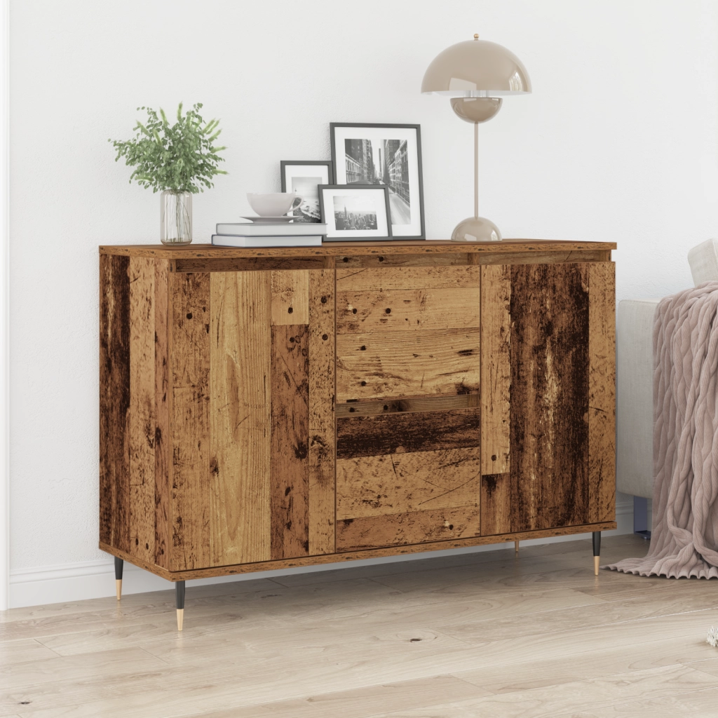 Credenza con porte e cassetti in legno vecchio 101,5x35x70 cm