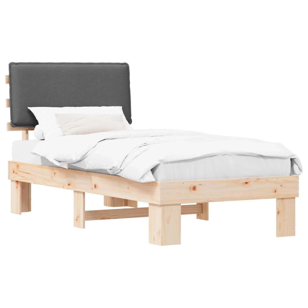 Letto con Testiera Rivestita Grigio scuro 80 x 200 cm