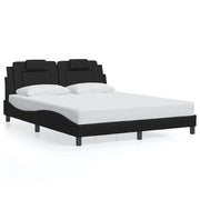 Letto matrimoniale | Letto per adulti | Giroletto Viana senza Materasso Nero 160x200 cm in Similpelle