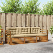 Set di divani da esterno con cuscino 3 pcs Naturale e Beige