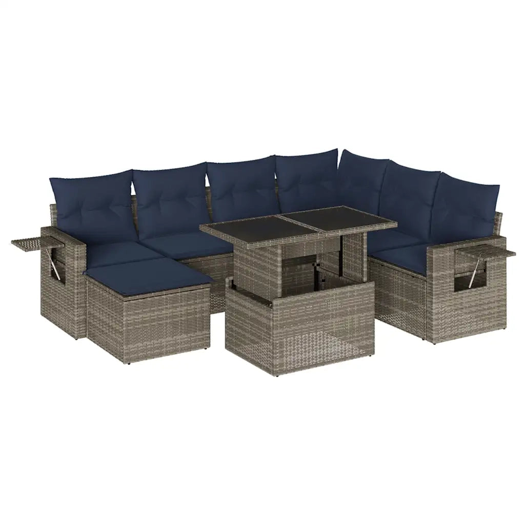 Set Divani da Giardino 8 pz con Cuscini Grigio in Polyrattan 3268071