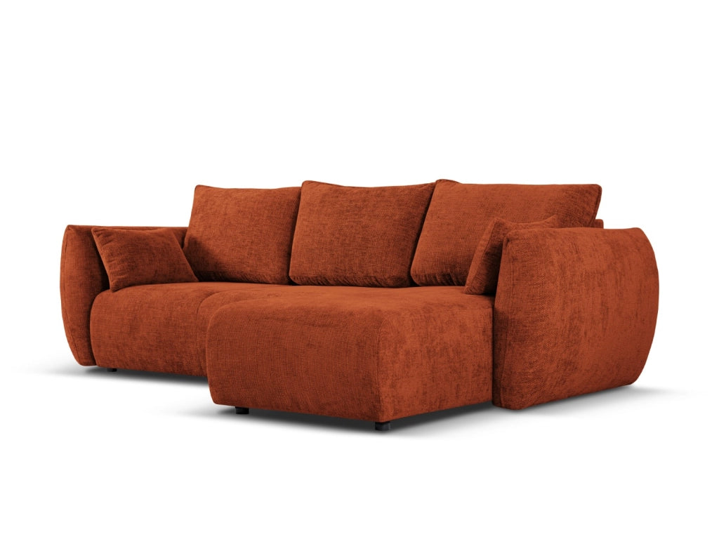 Cosmopolitan Design - Divano convertibile angolare destro con contenitore "Matera" 4 posti in ciniglia terracotta 