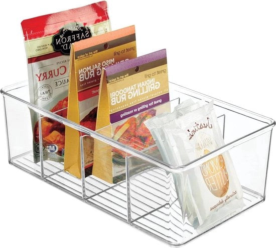 Contenitore di magazzino a 4 compartimenti - organizzatore per spezie, contenitori e altro - trasparente