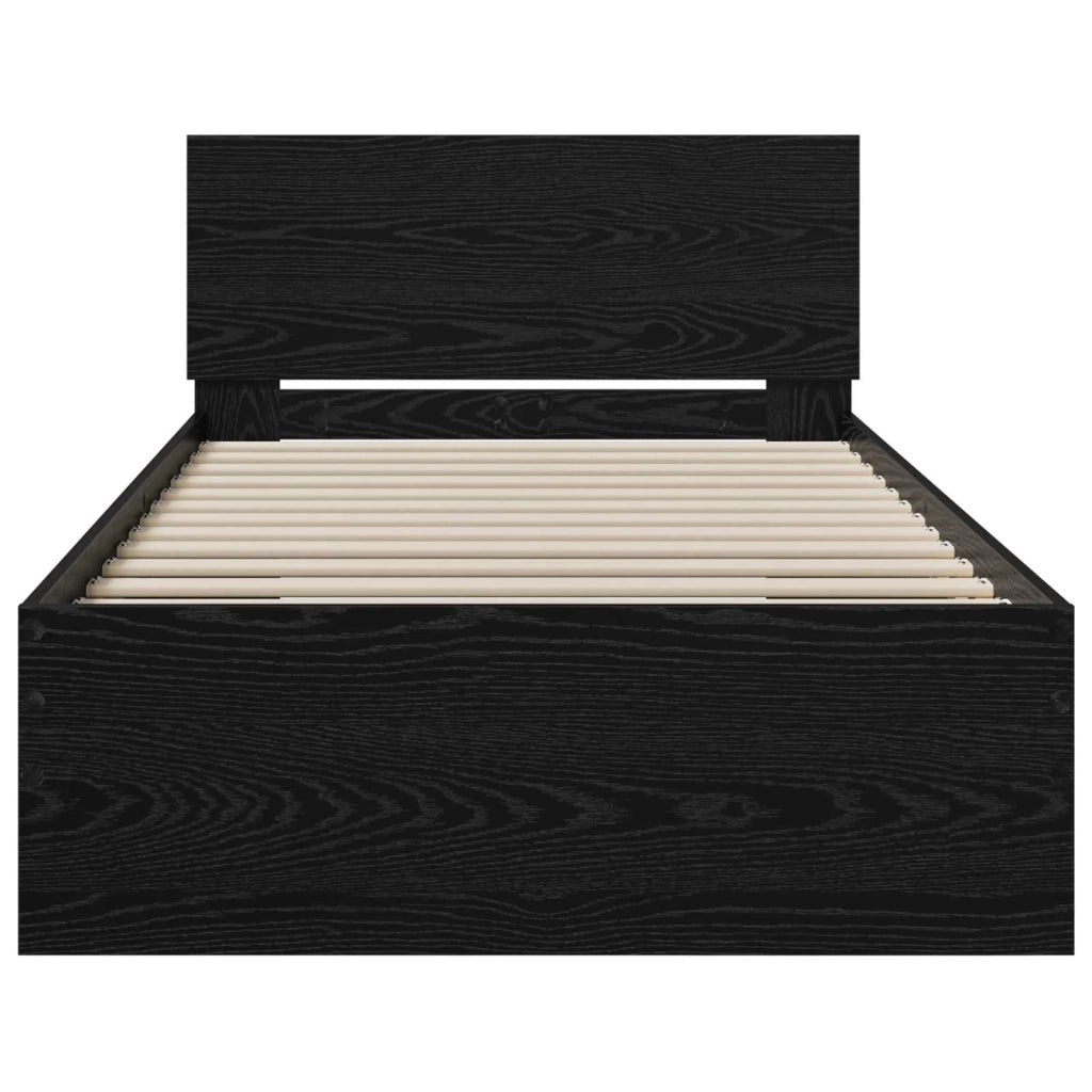Struttura letto con testata-Giroletto Rovere Nero 80 x 200 cm 381612