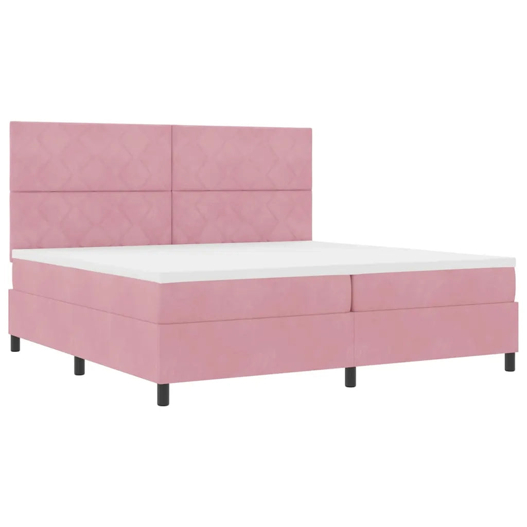 Letto a Sorgente LED con materasso Rosa 200 x 200 cm Velluto 3343405