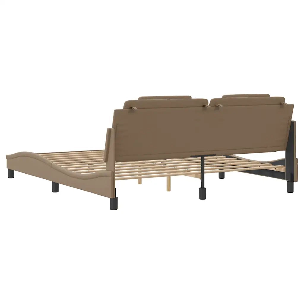 Letto matrimoniale | Letto per adulti | Giroletto Viana senza Materasso Cappuccino 180x200 cm in Similpelle