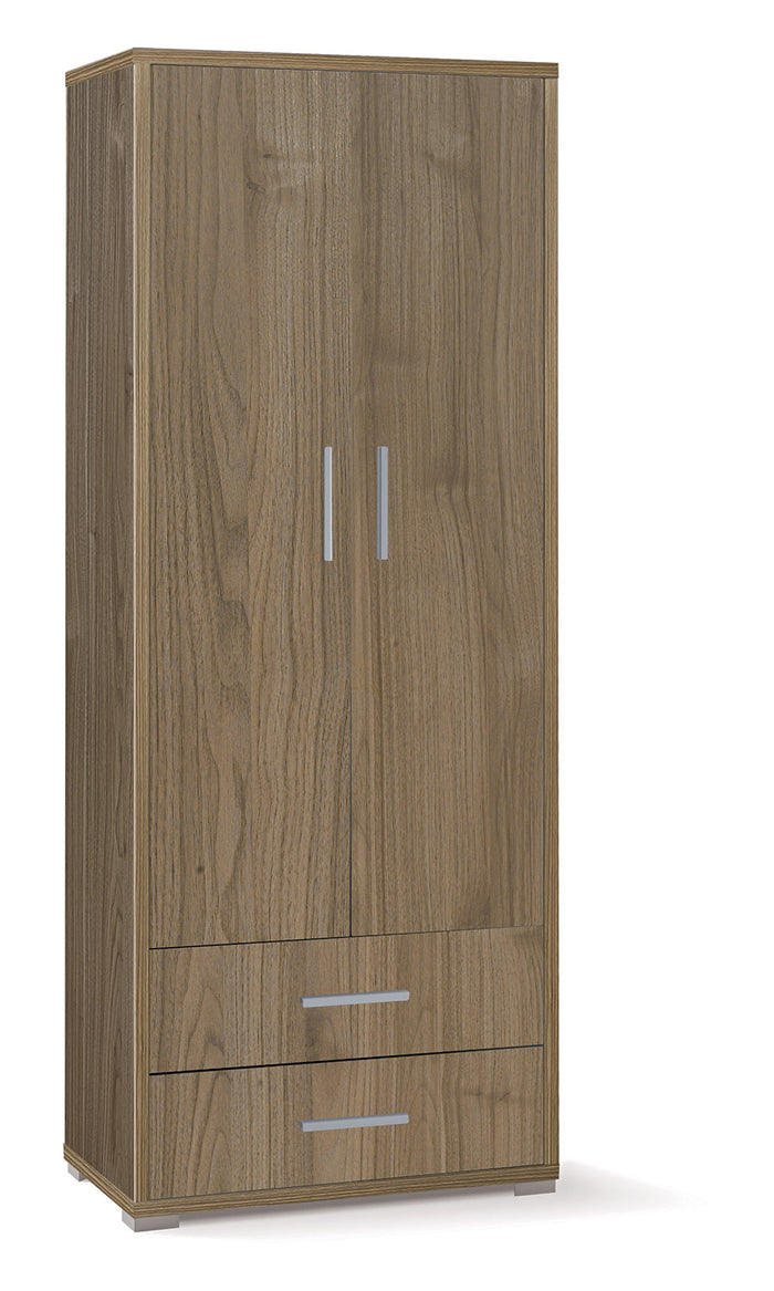Armadio 2 Ante 2 Cassetti 71x182x41 cm Noce Stelvio