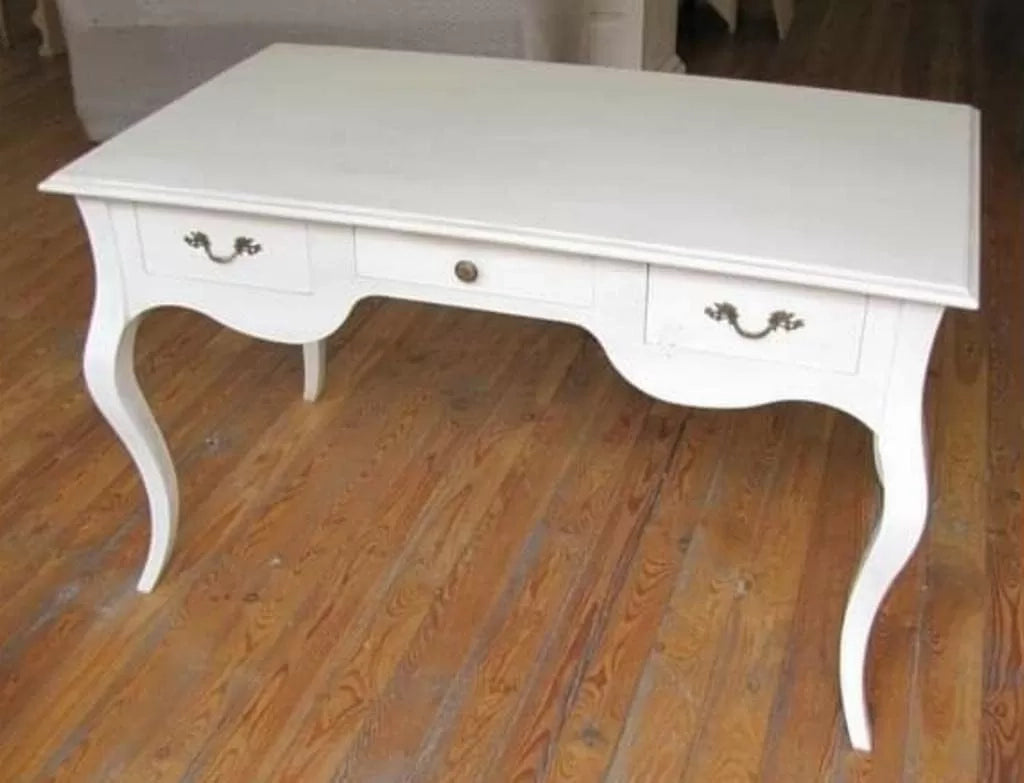 Scrivania arte povera 3 cassetti legno bianco 130x75x80 (1354) - Mobili 2G
