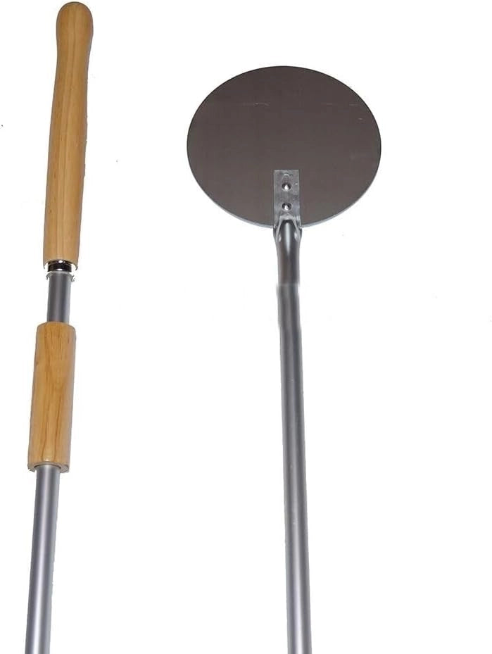 PALA PER PIZZA FORNO IN ACCIAIO INOX CON MANICO IN LEGNO TONDA DA 18 CM